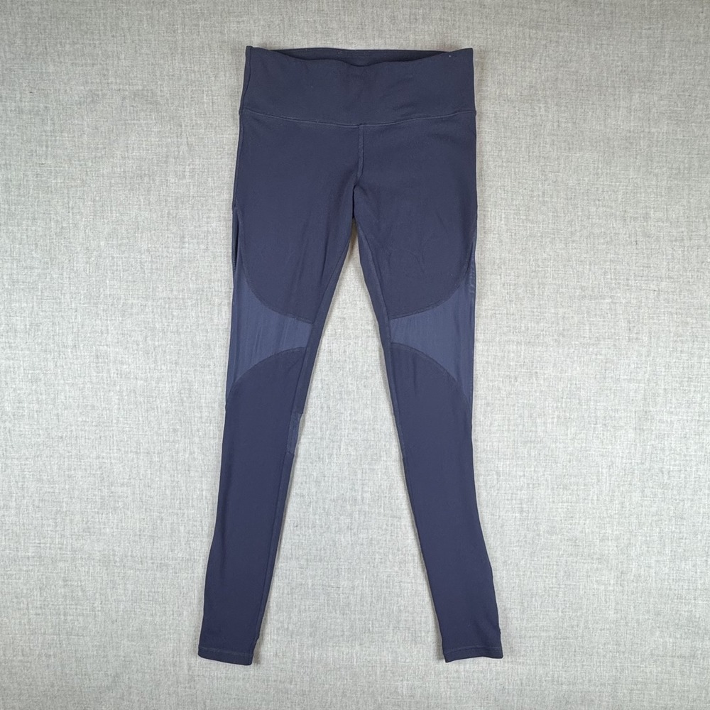Alo Yoga Leggings Womens Small Navy Blue High Rise Mesh Panel Activewear Gym